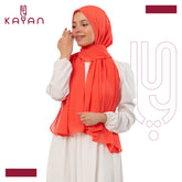 Chiffon Plain Scarf - Coral Orange